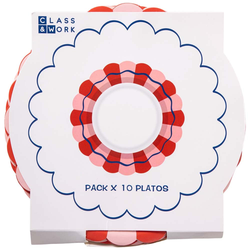 Pack de Platos diseño colorido CLASS&WORK rojo 10un