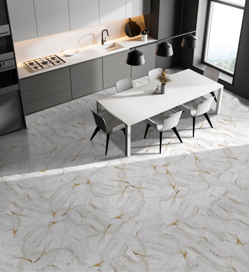 Piso Cerámico Marmolizado Sirio Gold 60x60cm 2.50m2 San Lorenzo