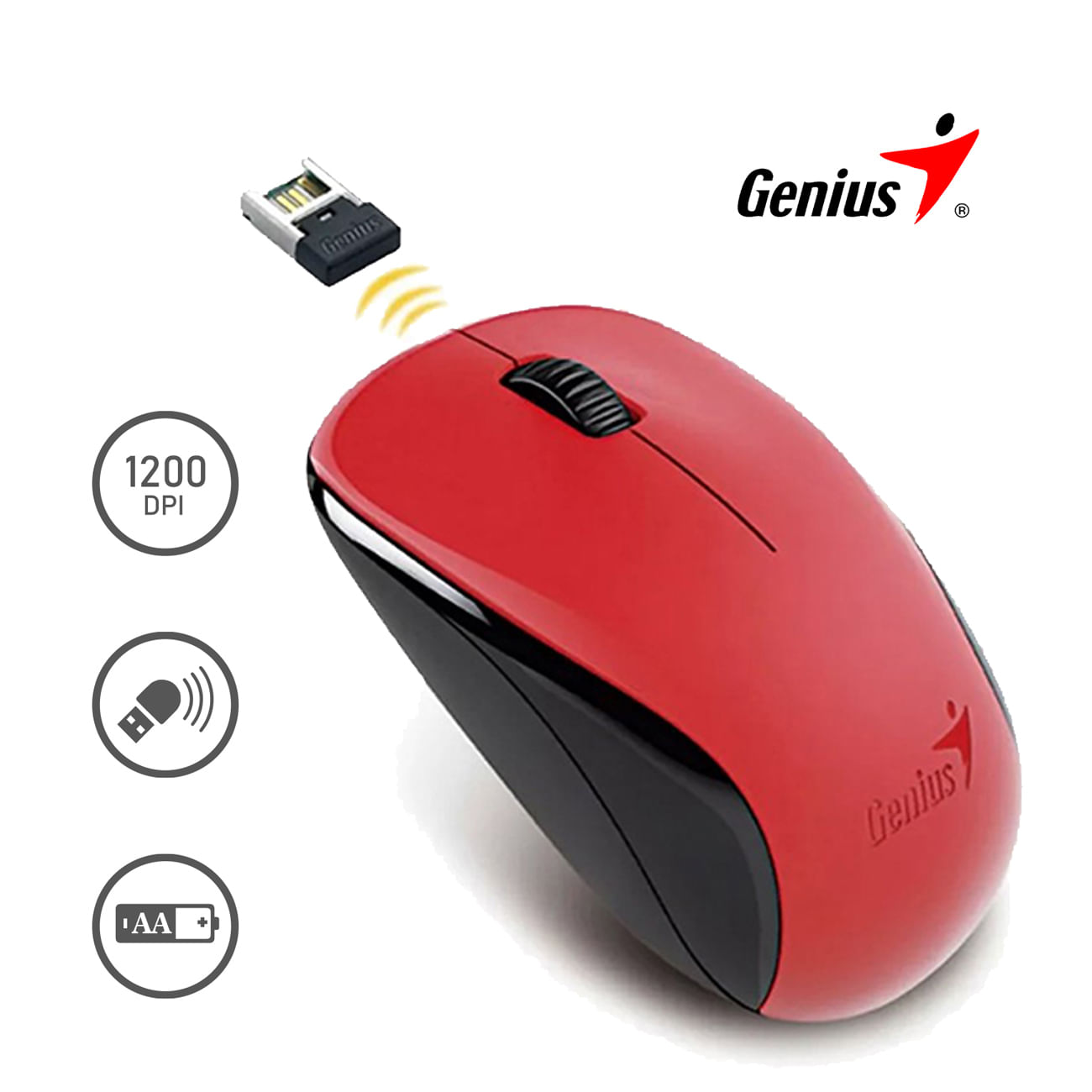 Mouse Genius Nx-7000 inalámbrico Rojo