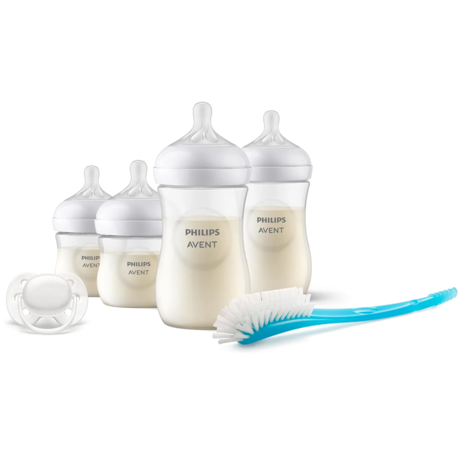 Set Philips Avent Natural Pack X2 Biberones 125Ml + Pack X2 Biberones 260Ml + Cepillo + Chupón Transparente