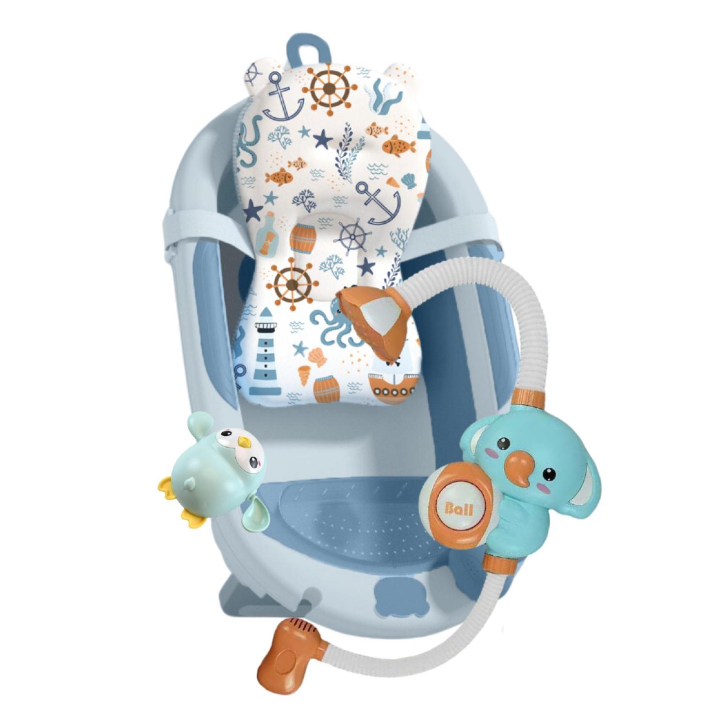 Tina De Baño Para Bebé Con Regadera Baby Cam Aquabu Azul