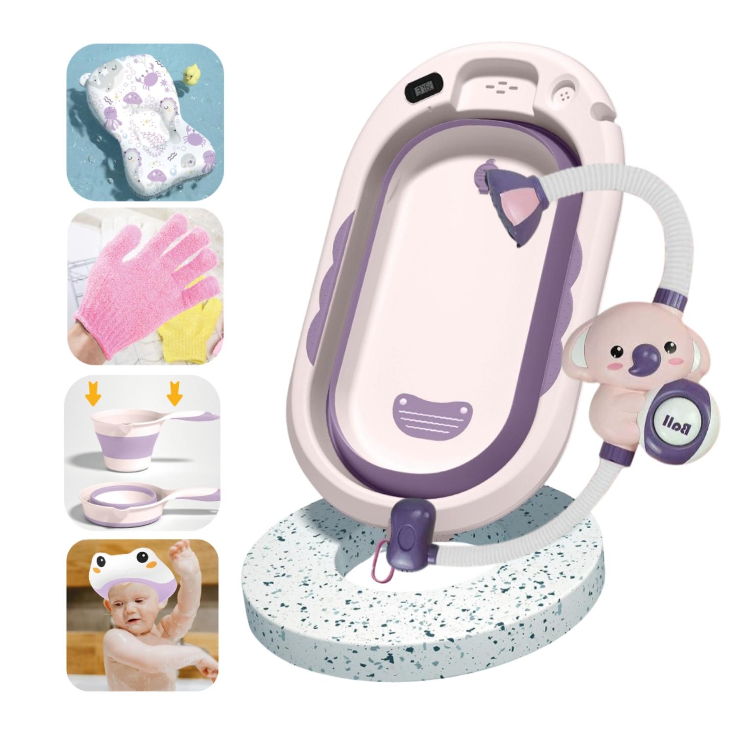 Tina De Baño Para Bebé Con Regadera Baby Cam Splash Morado