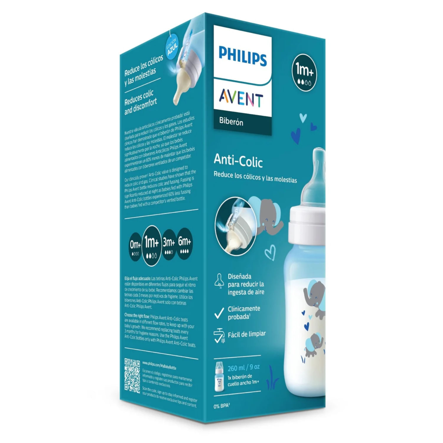 Biberón Philips Avent Anticolic 9Oz Elefante Transparente