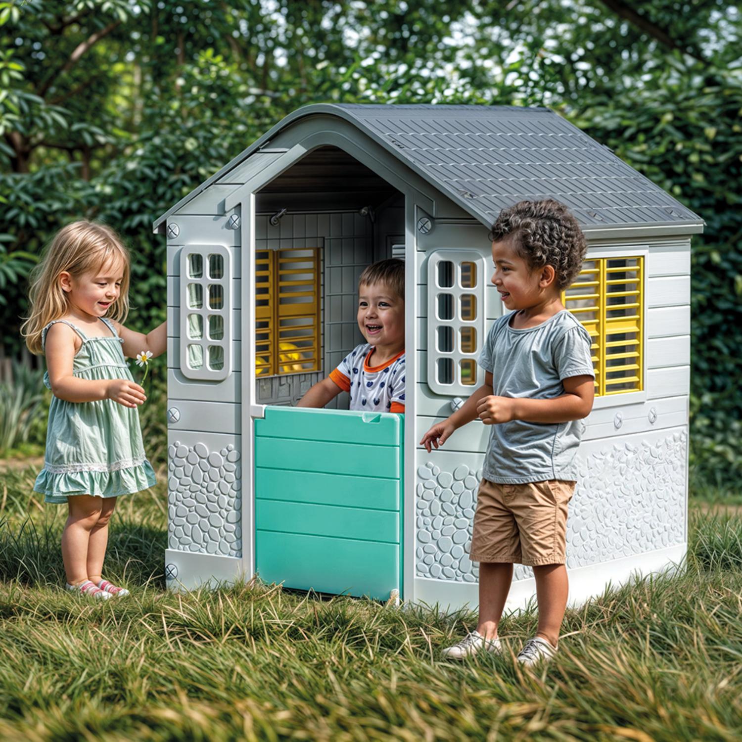 Casita De Juegos Dolu Playhouse Gris Aqua