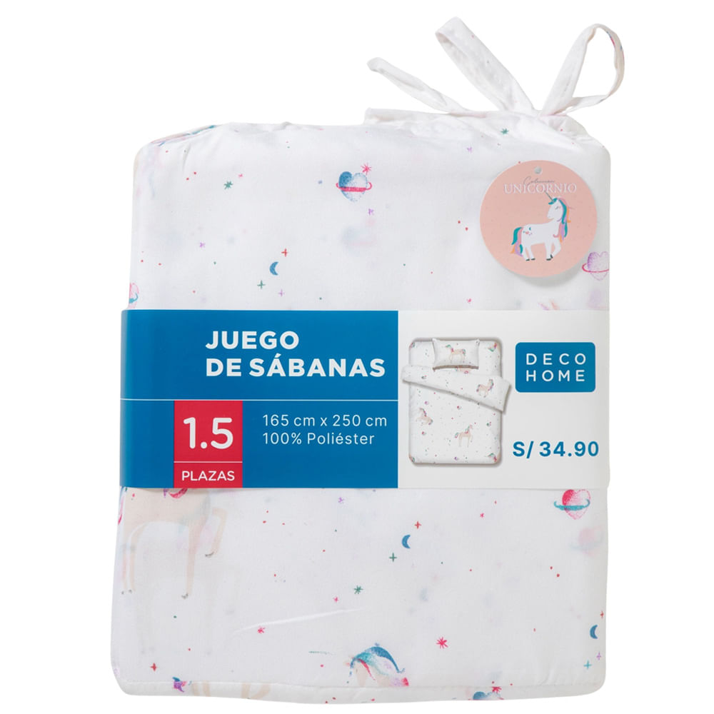 Sábanas DECO HOME Unicorn 1.5 Plazas
