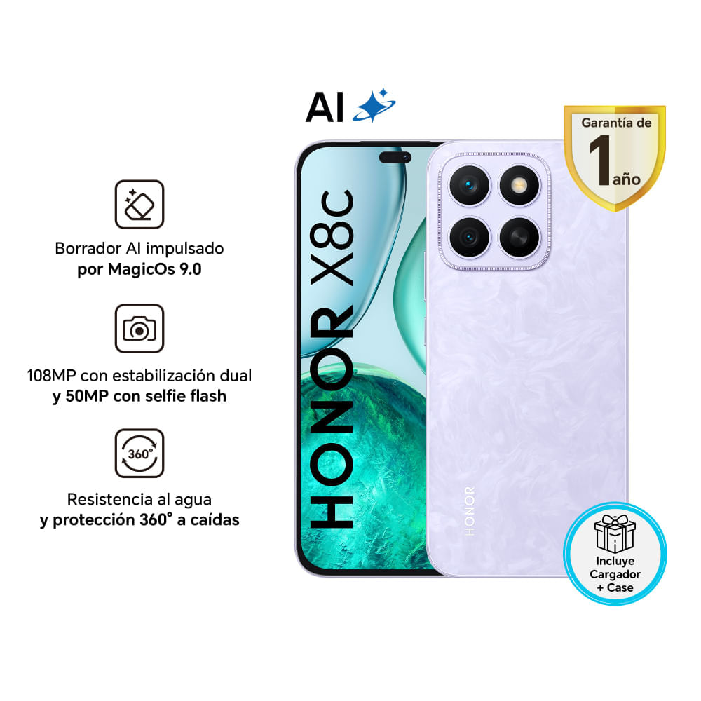 Celular Honor X8c 256GB 8GB ABR-LX3 6.7"" Cloud Purple
