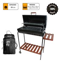 Parrilla Cilindrica Mr. Grill con Tapa Deluxe + Mandil Bbq X3