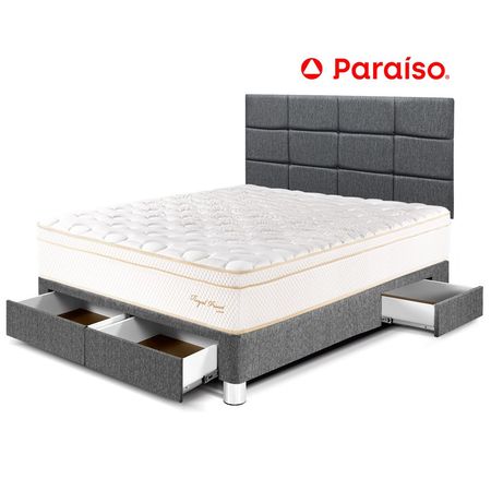 Dormitorio Royal Prince Cajones 2 Plazas Cabecera Blocks Gris