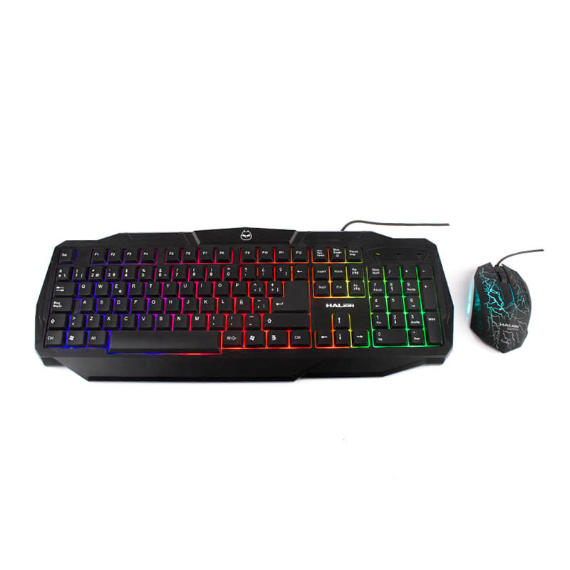 Kit Teclado Mouse Halion HA-805C Rainbow Gamer Retroiluminado