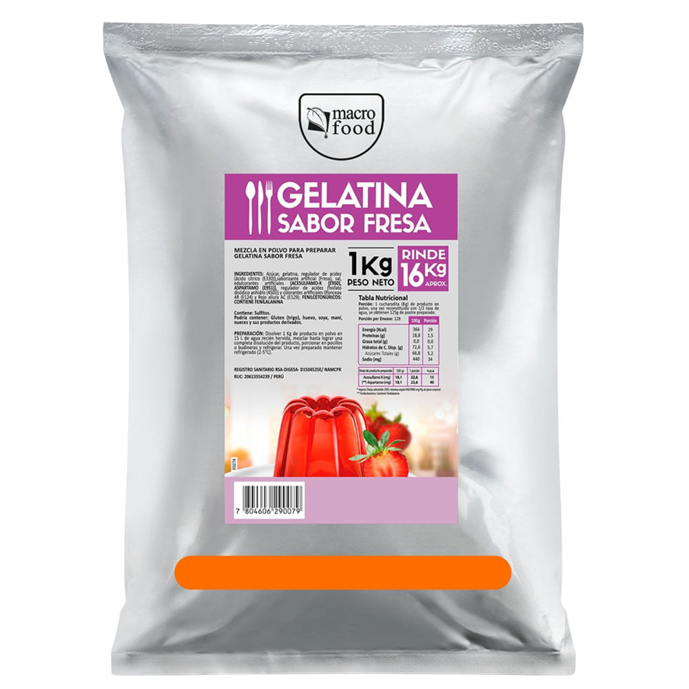Gelatina de Fresa MACROFOOD Bolsa 1Kg