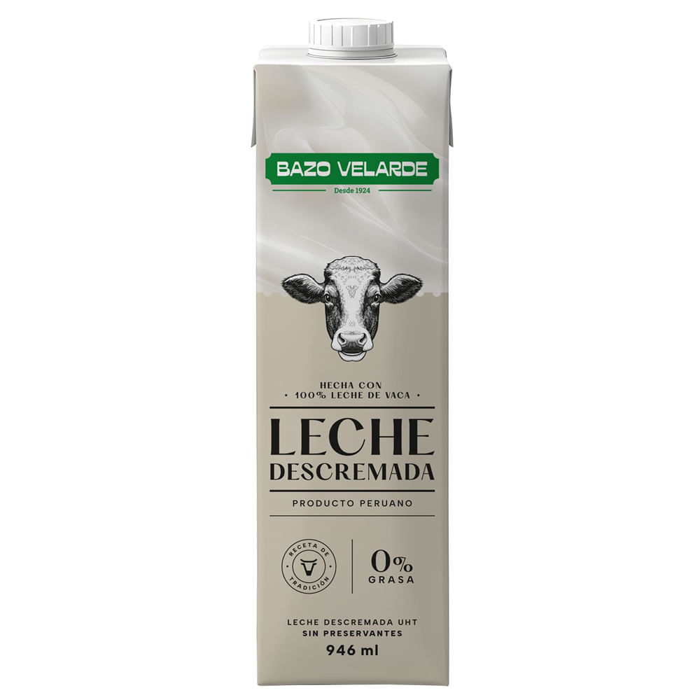 Leche Descremada UHT BAZO VELARDE Caja 946ml