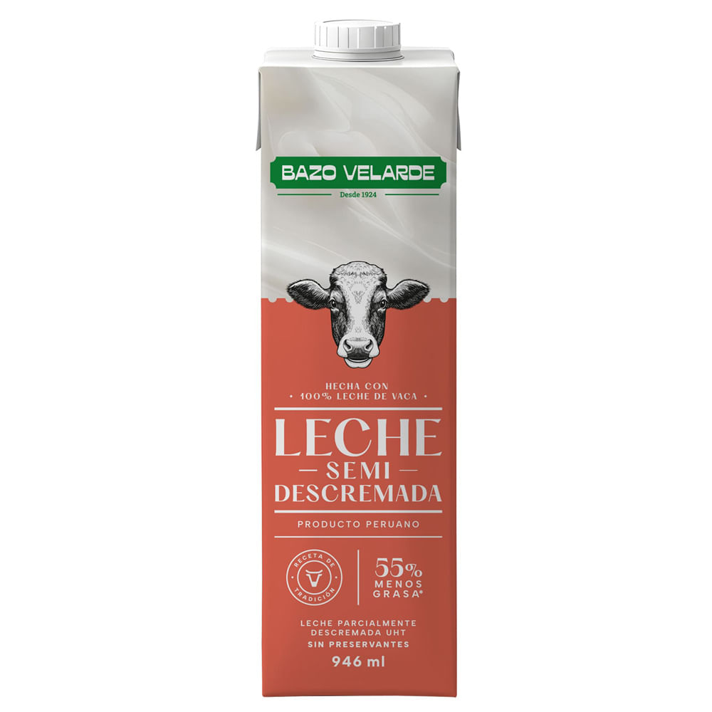 Leche Semidescremada UHT BAZO VELARDE Caja 946ml