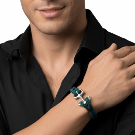 Brazalete Pulsera para Hombre Modelo Naútico Verde x 19cm