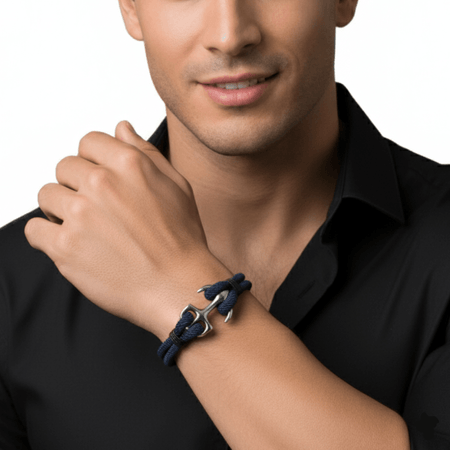 Brazalete Pulsera para Hombre Modelo Naútico  Azul x 19 cm