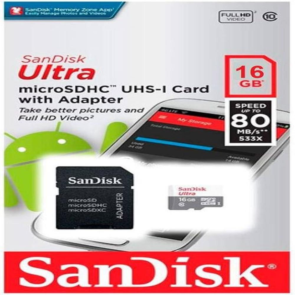 Memoria Flash microSDHC SanDisk Ultra A1 Class10 -16GB