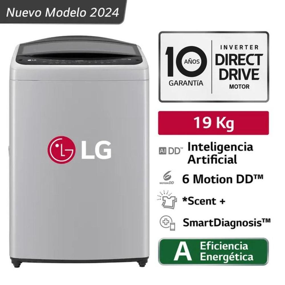 Lavadora de Carga Superior 19 Kg Gris LG WT19DV6T