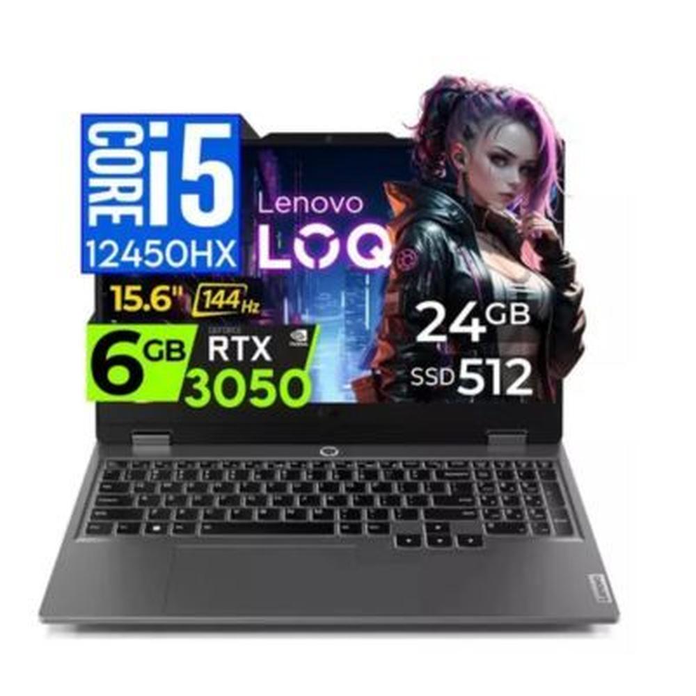 Laptop Lenovo LOQ 15IAX9 Intel Core i5-12450HX 24GB RAM 512GB SSD RTX 3050-6GB 156 FHD 83GS00EQLM