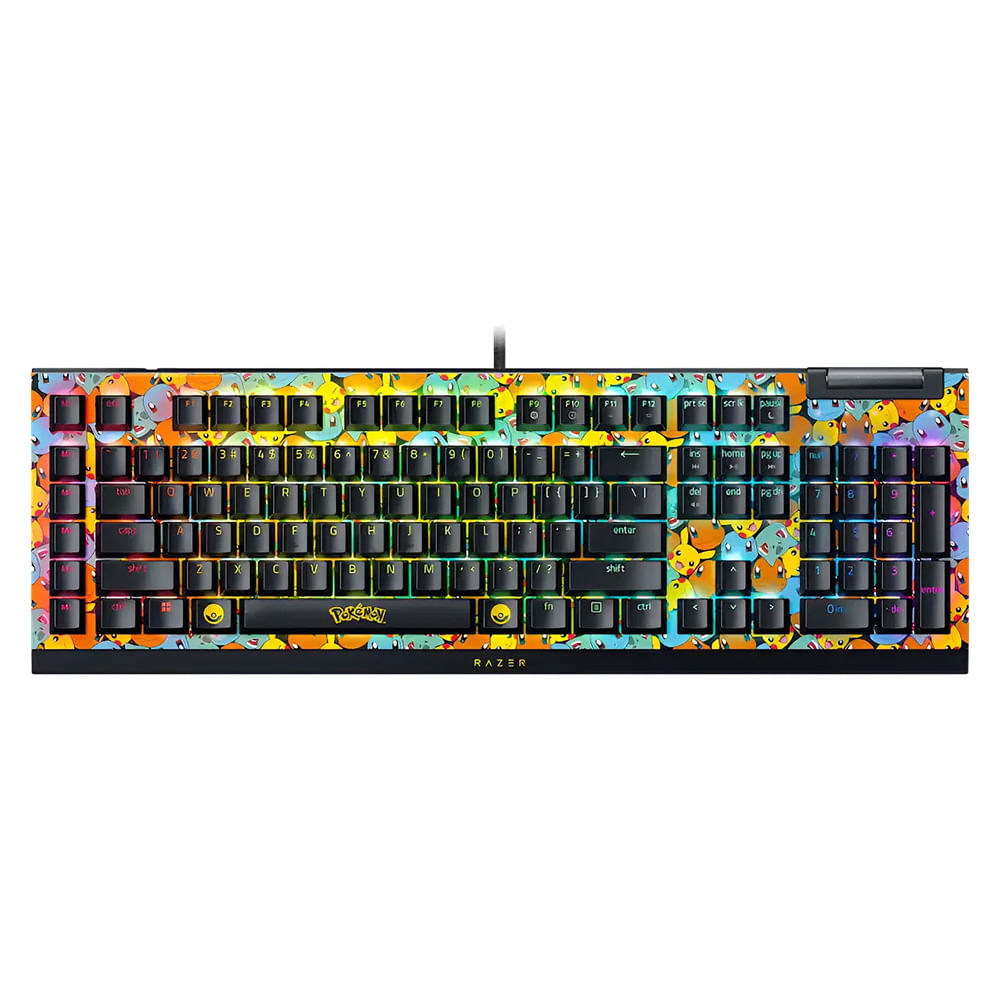 Teclado Razer Blackwidow V4 X Pokémon Kanto Switch Green Us - Amarillo - Inglés Us