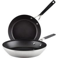 KitchenAid juego de sartenes 24 cm acero inoxidable cepillado antiadherente
