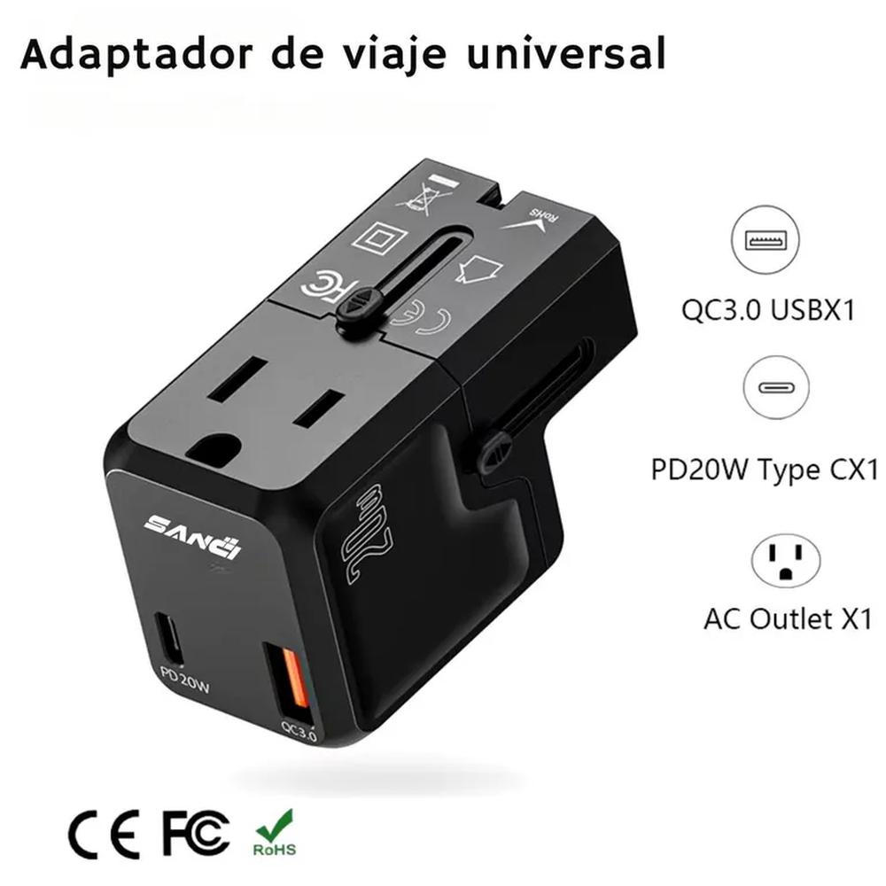 Adaptador Internacional Enchufe Universal 110v 220v Todo En 1
