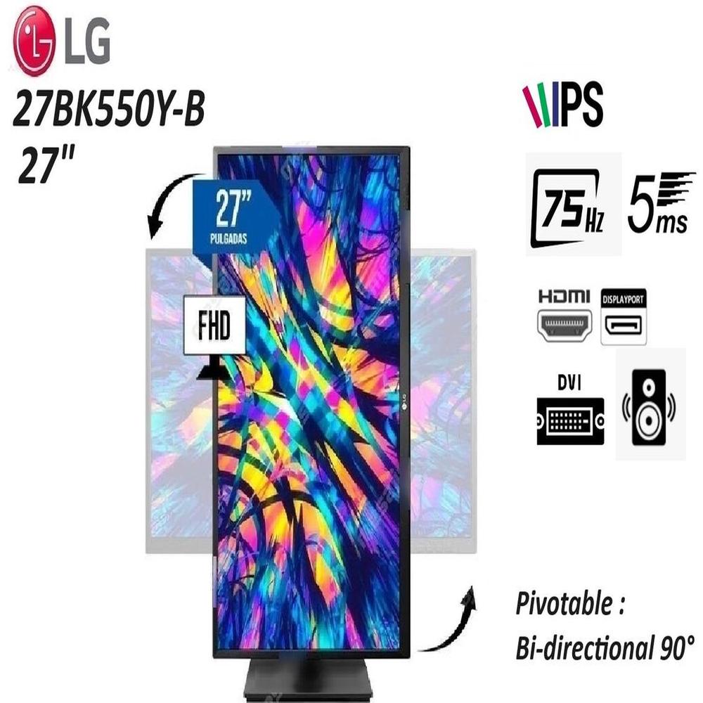 MONITOR LG 27BK550Y-B 27"" /HDMI/D-SUB/DISPLAY-PORT/ 1920 X 1080