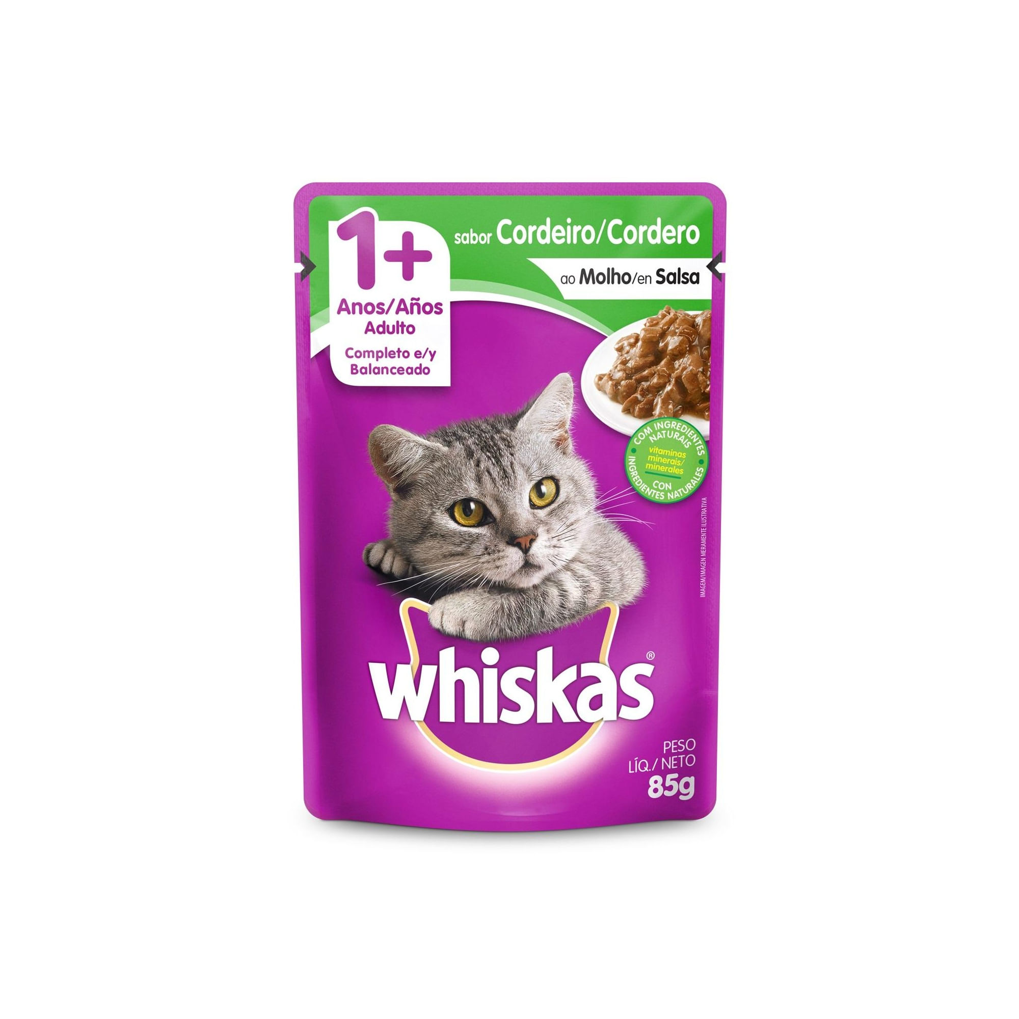 Alimento Húmedo para Gatos Adultos Whiskas Sabor Cordero 85g