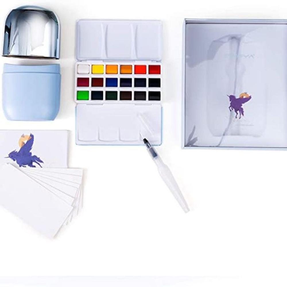 Miya Acuarela sólida - travel kit - 18 colores - AZUL