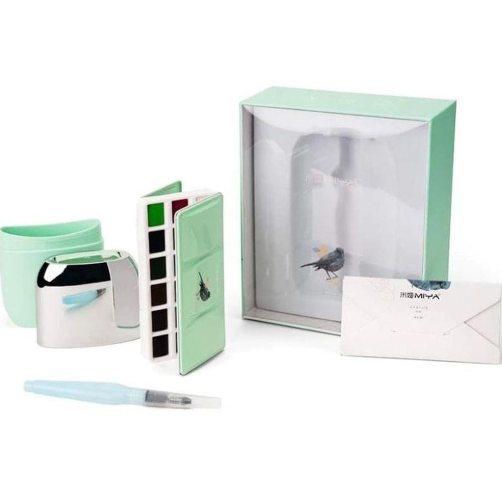 Miya Acuarela sólida - travel kit - 18 colores - VERDE