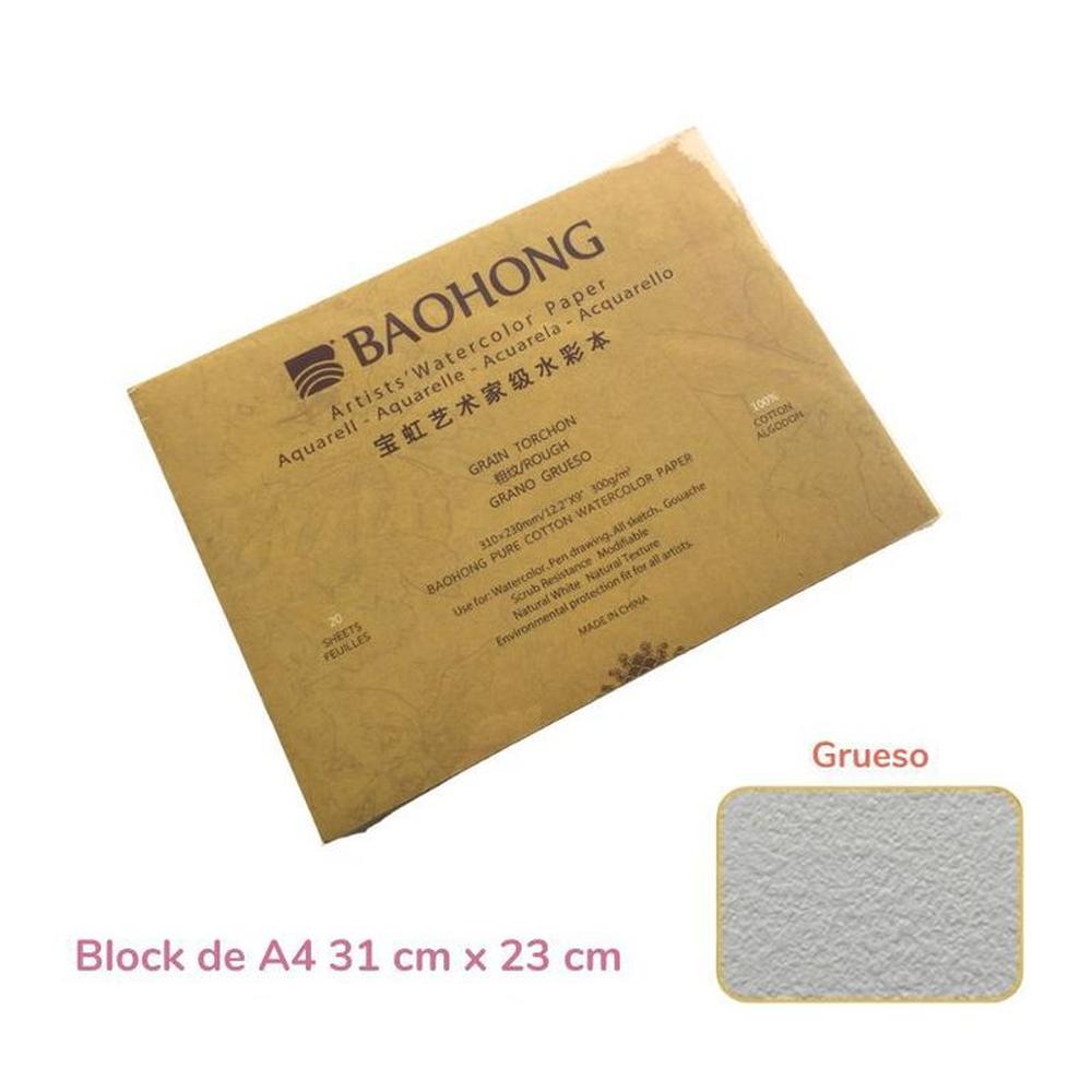 Baohong Papel de acuarela - ARTIST - Grano Grueso - A4 31 cm x 23 cm