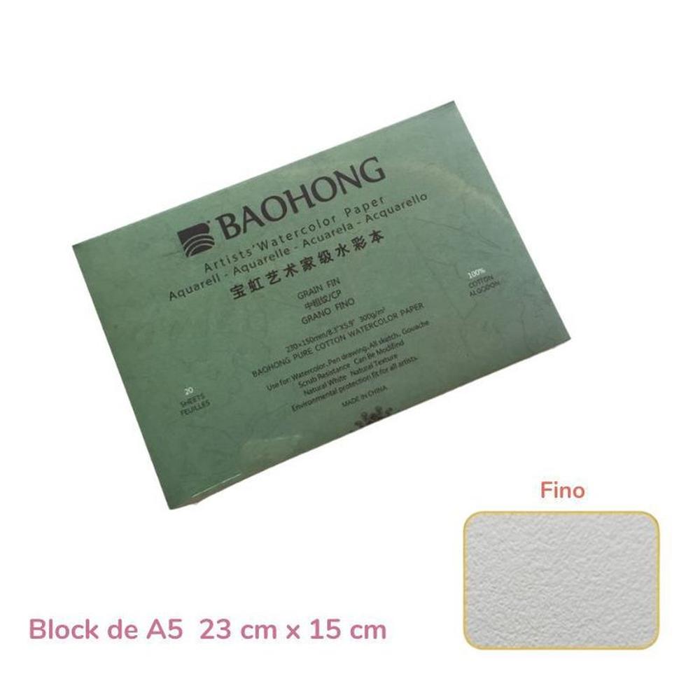 Baohong Papel de acuarela - ARTIST - Grano Fino - A5 23 cm x 15 cm