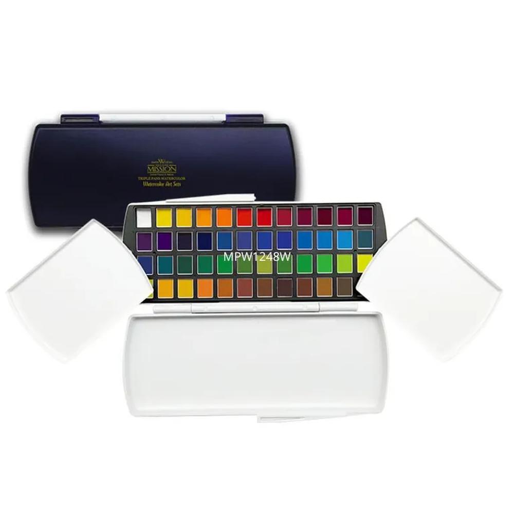 MIJELLO Mission Gold Triple Pans Set Acuarelas 48 colores - medios godets