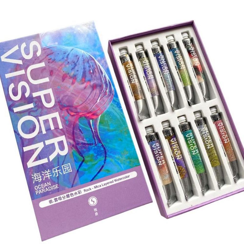 SUPERVISION rock - mica layered Acuarelas en tubo 8ml - Set OCEAN PARADISE x10