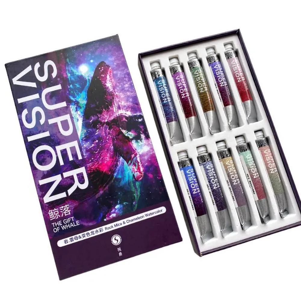 SUPERVISION rock - mica layered Acuarelas en tubo 8ml - Set THE GIFT OF WHALE x10