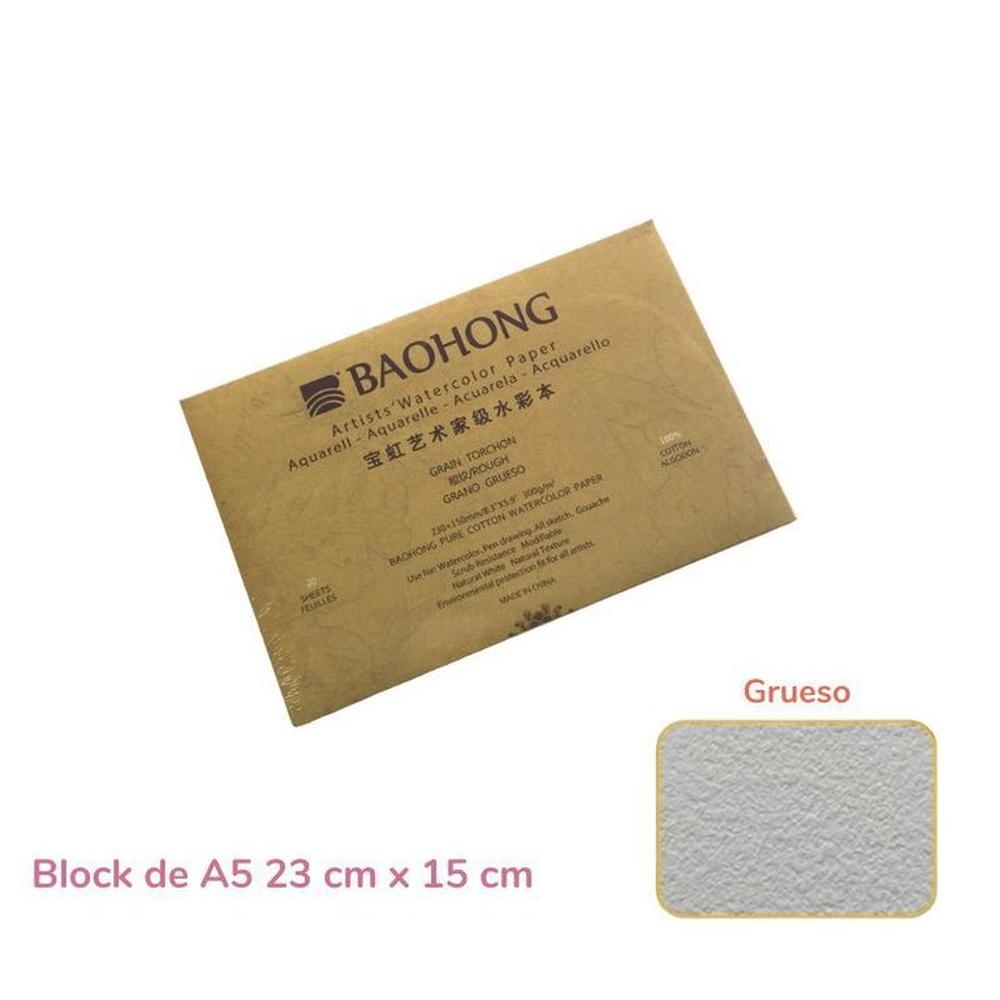 Baohong Papel de acuarela - ARTIST - Grano Grueso - A5 23 cm x 15 cm