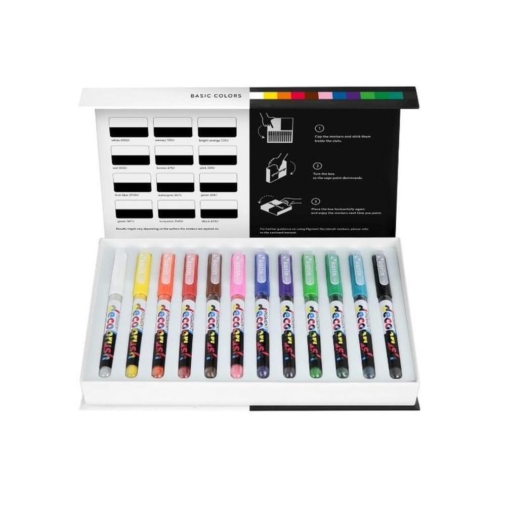 Karin Markers Pigment Decobrush - Basic Colors - 12 colors