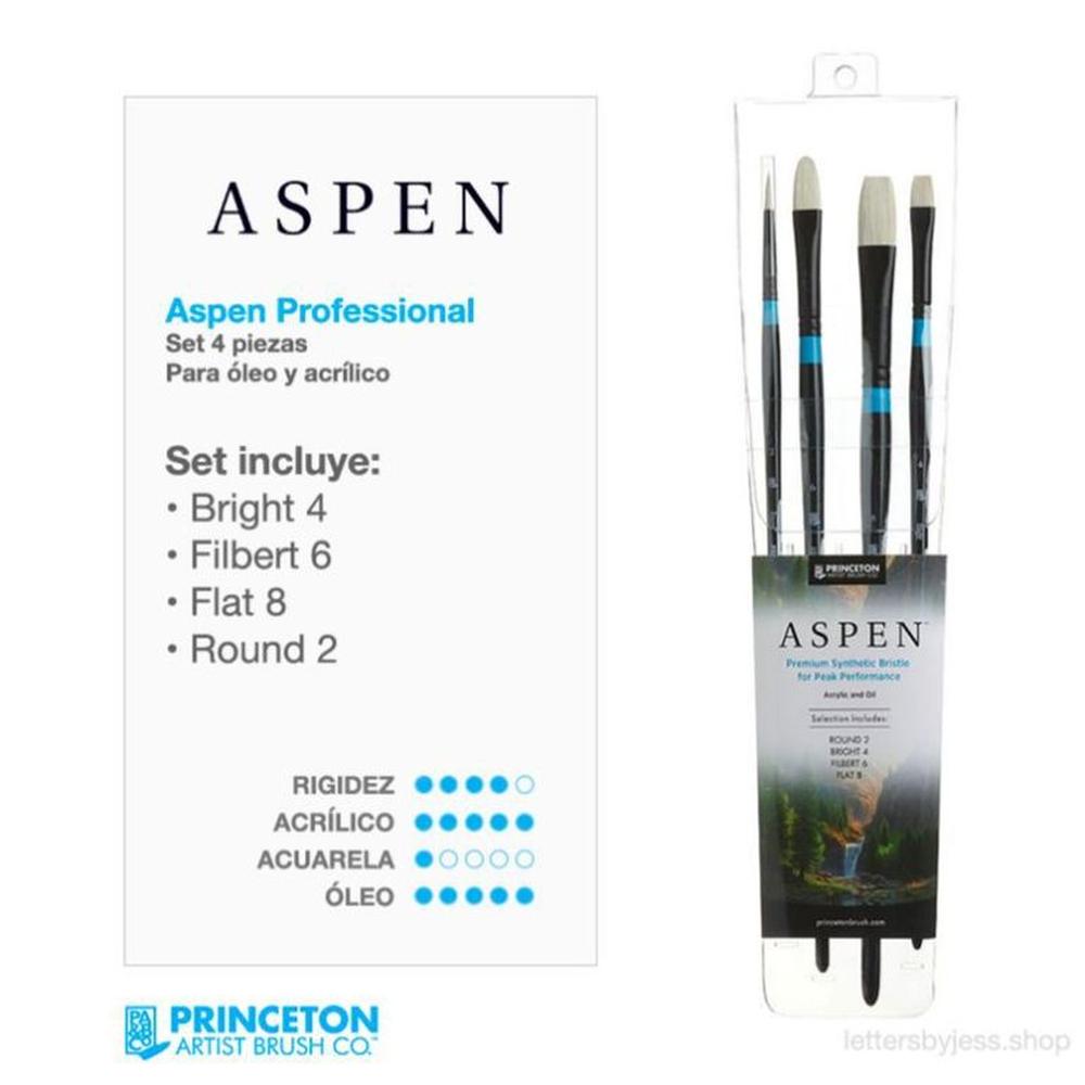 Pincel Princeton ASPEN - SET 4 PIEZAS