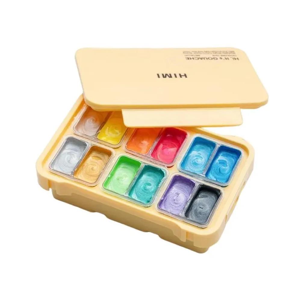 Miya Himi Gouache Twin Jelly Cup Set 12 colores metálicos12ml sin pinceles