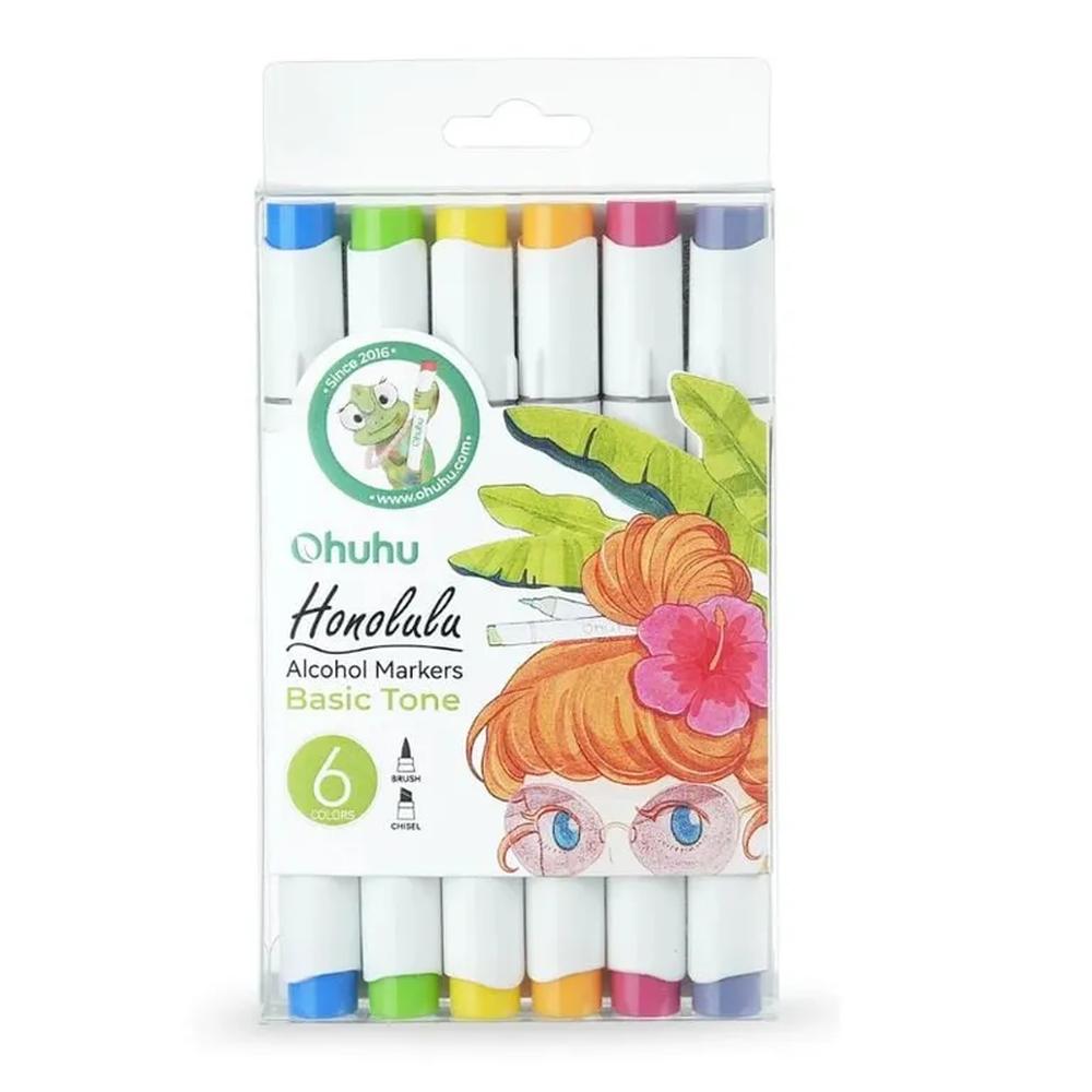 Ohuhu Honolulu Setx6 marcadores de alcohol colores básicos