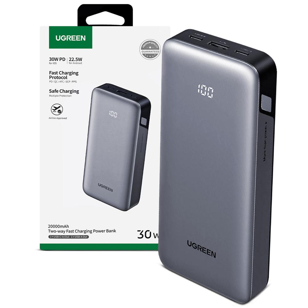 Power Bank Ugreen 20000 mAh 30W PD Tipo C Pantalla LED PB532