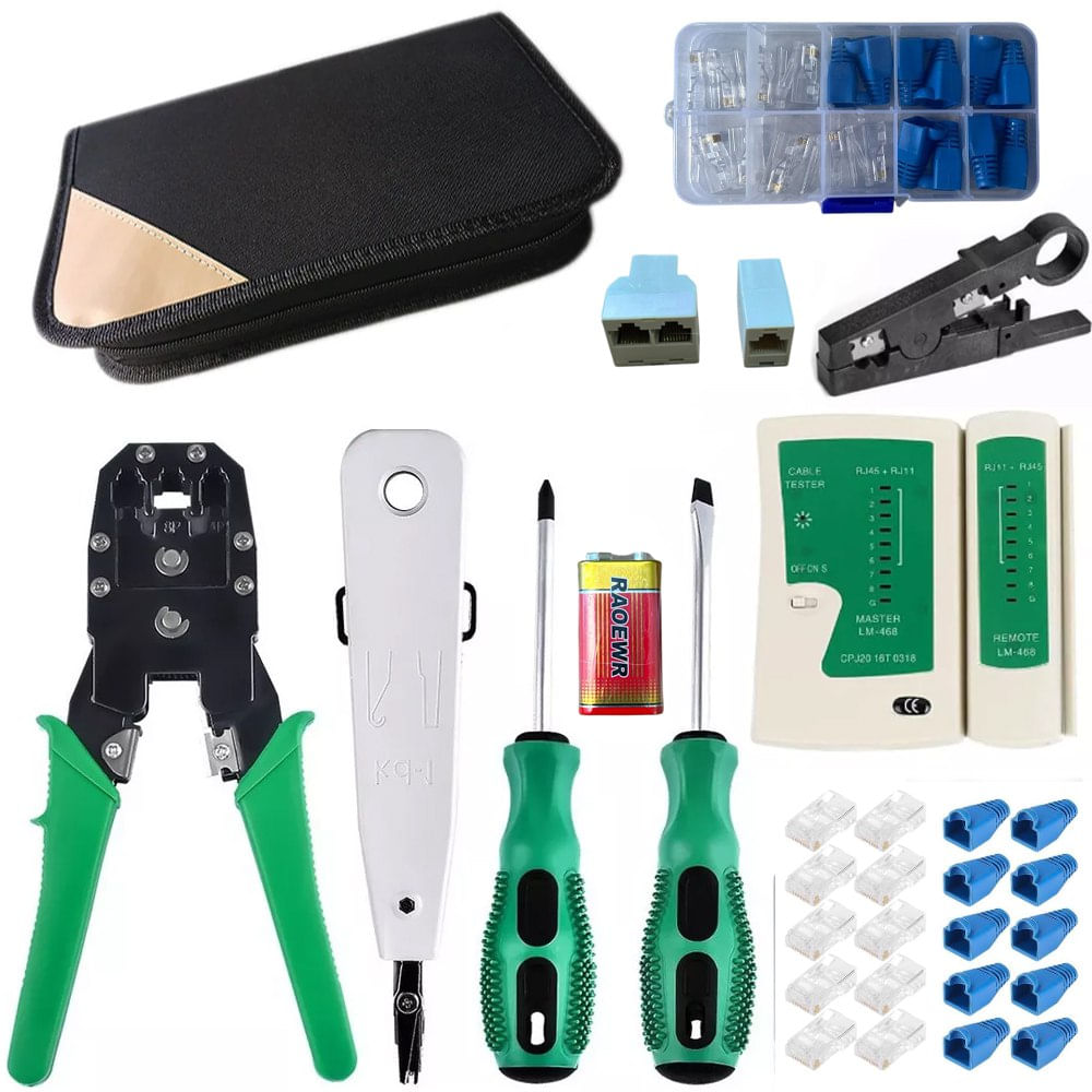 Kit de Herramientas de Red Rj1112 Rj45 Probador Crimpiador Testeador
