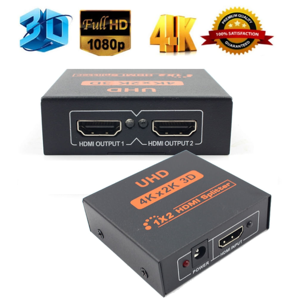 Splitter Hdmi  1x2 2.0 Full Hd 4k  2160p Multiplica Señal Conecta 2 tv
