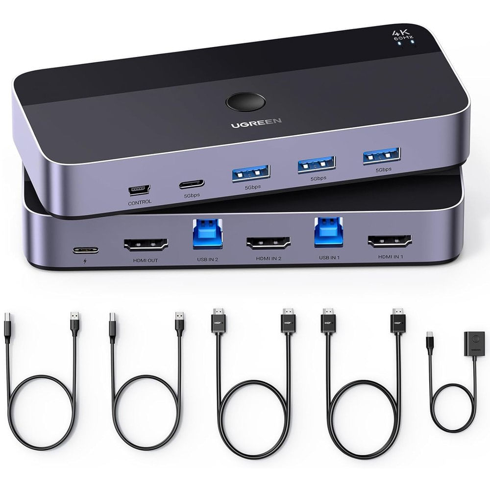 Switch HDMI 4K 60Hz KVM 2 In 1 Out UGREEN Conmutador