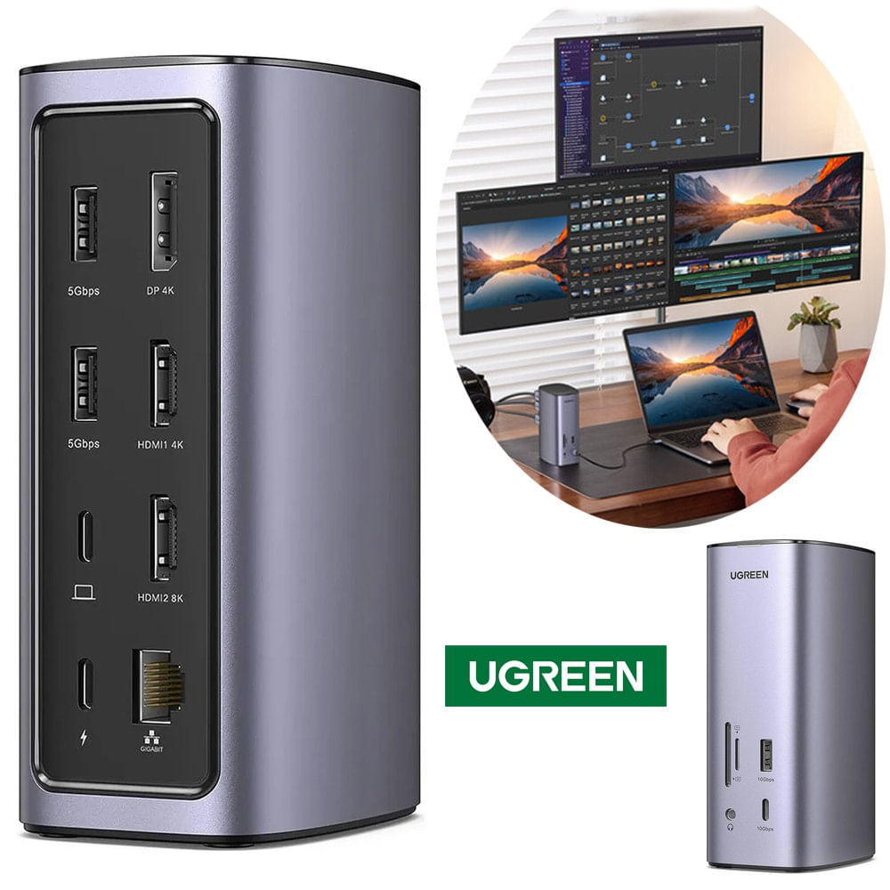 Docking Station Pro Usb Tipo C Ugreen 12 En 1 2 Hdmi Dp 8k