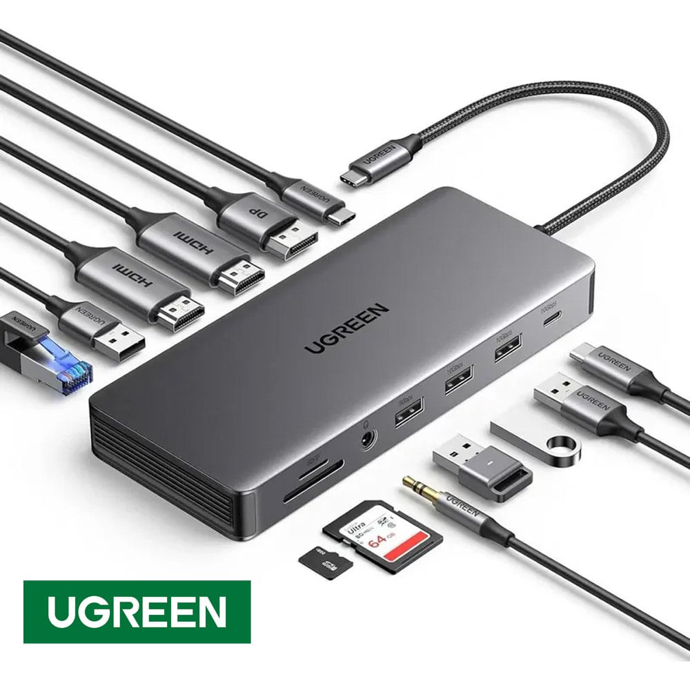 Adaptador Tipo C 13 en 1 Multiport Hub Lan Hdmi Dp 4k Ugreen