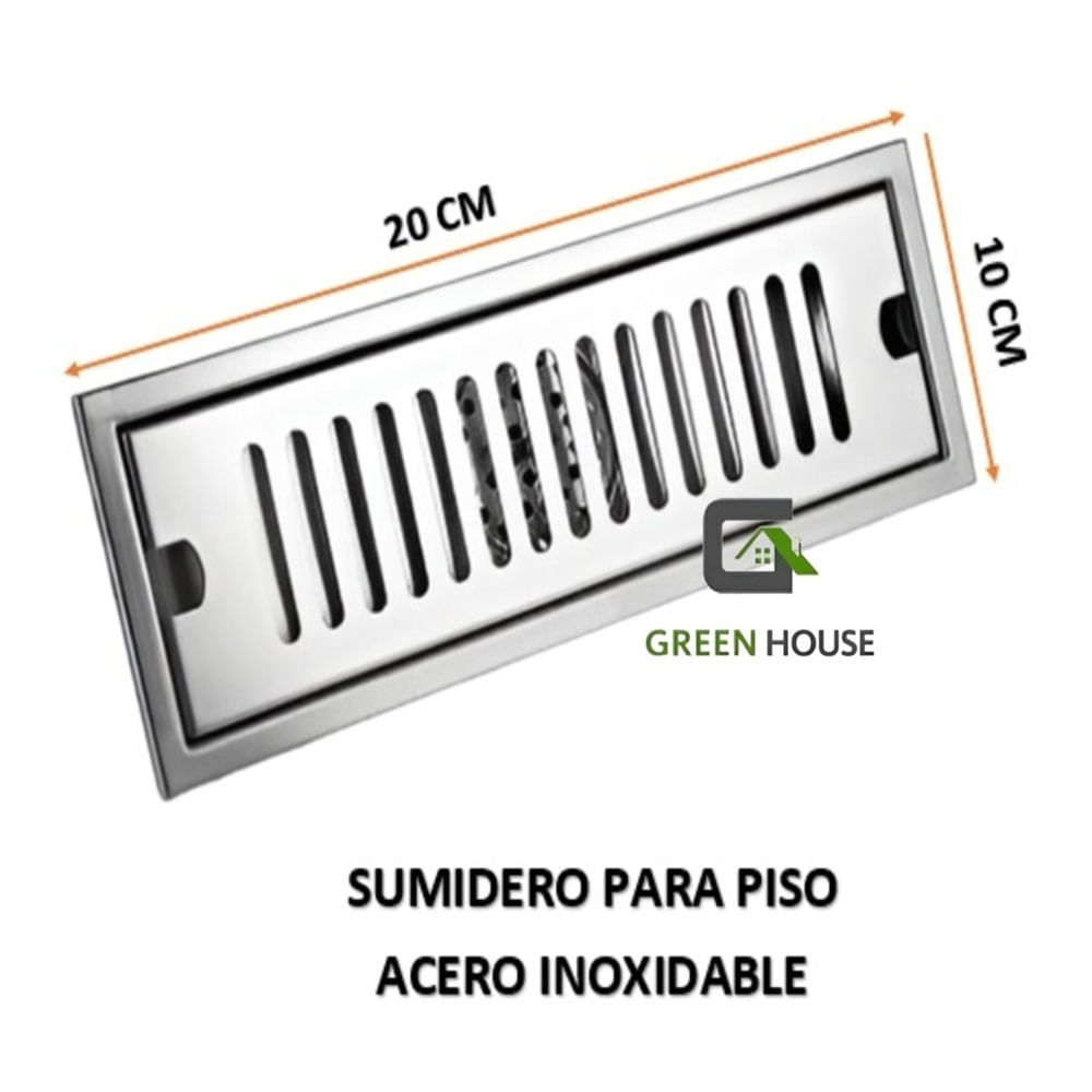 SUMIDERO DE ACERO INOXIDABLE SUS 304 RECTANGULAR 10 x 40 cm