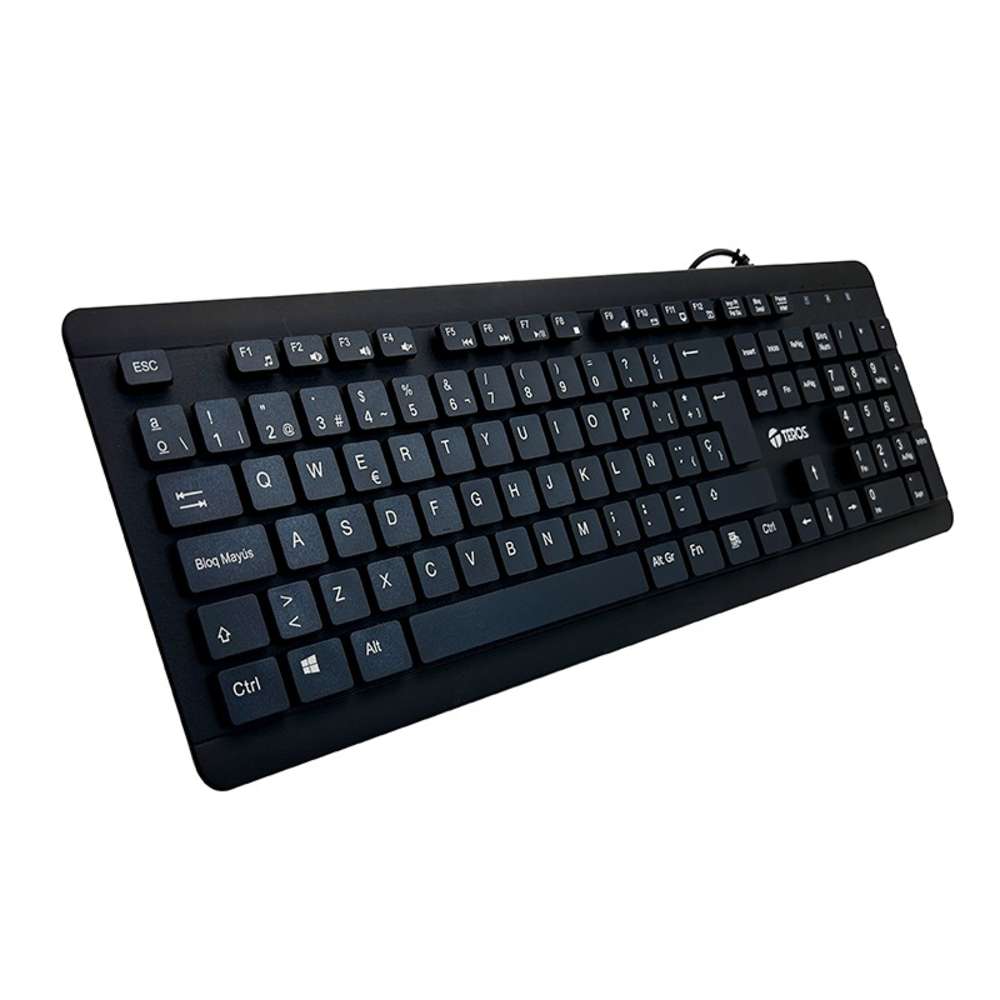 Teclado lavable TEROS TE-4065N, IPX7, USB, negro