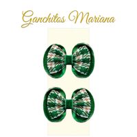 Par de Ganchitos modelo Mariana color verde - Creaciones Karito