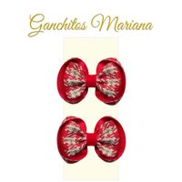 Par de Ganchitos modelo Mariana color rojo - Creaciones Karito