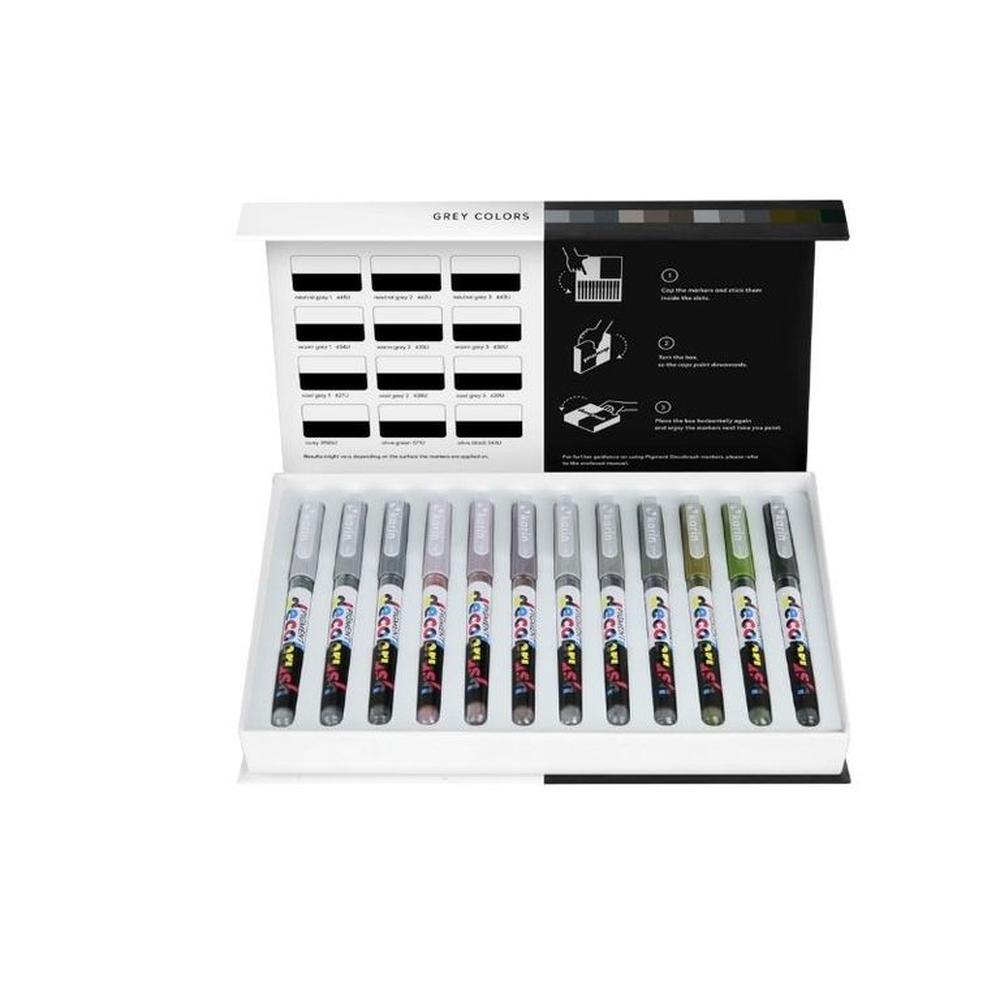 Karin markers Pigment Decobrush - Grey Colors - 12 colores