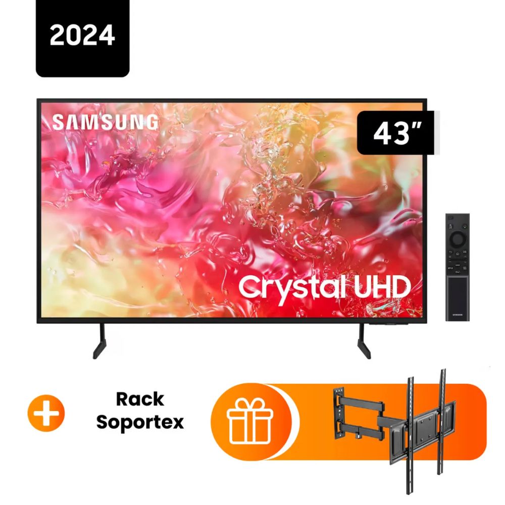 Televisor Samsung 43 Pulg. Crystal Smart TV Tizen UHD 4K UN43DU7000GXPE Incluye Rack Giratorio